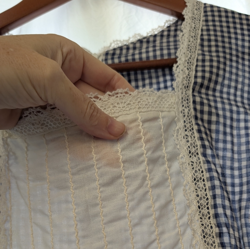 Gunne Sax Black and Cream Checked Long Sleeve Prairie Dress - Picture 4 of 16